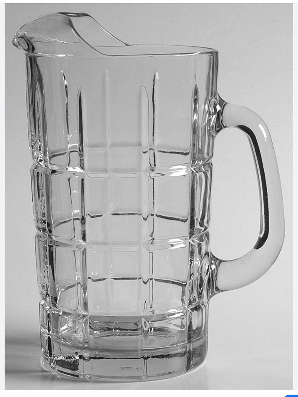 ANCHOR HOCKING Tartan Plaid (Manchester) Clear Cut Glass Pitcher by 5”x 9”